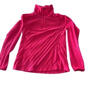 Columbia Womens Hot Pink Quilted Fleece 1/4 Zip Pullover Jacket Size Medium